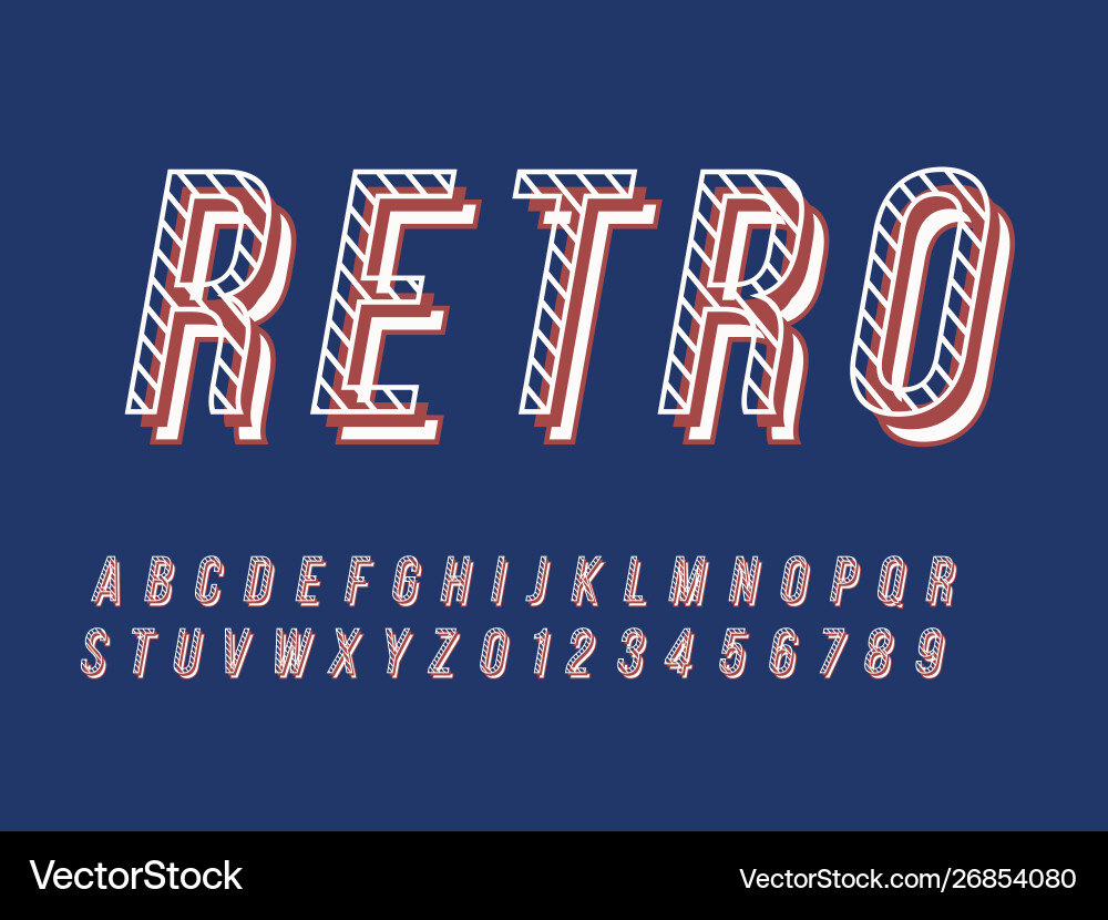 Retro font and alphabet stock vector image