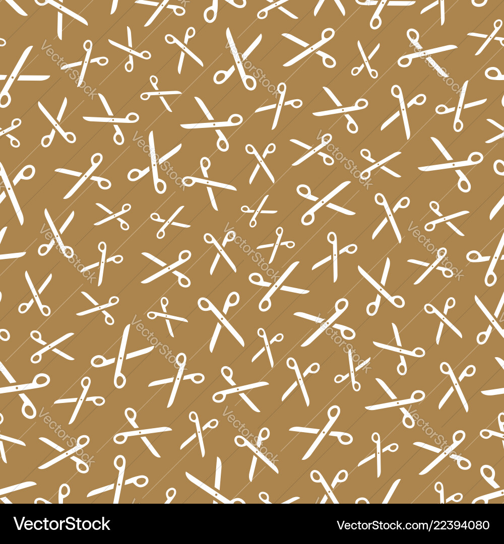 Scissors Seamless Pattern - Abstract Gold Vector Image