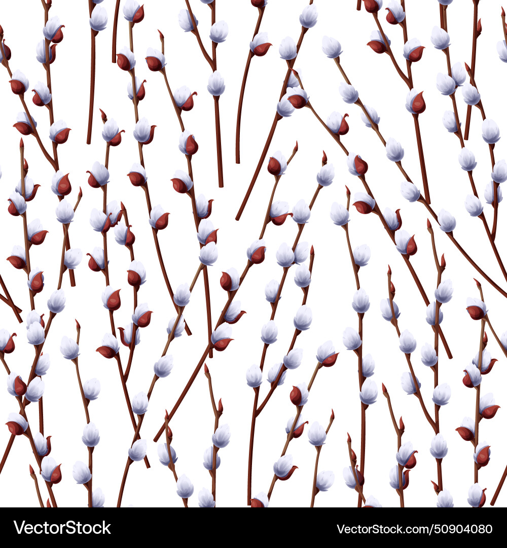 Seamless pattern with willow branches spring Vector Image