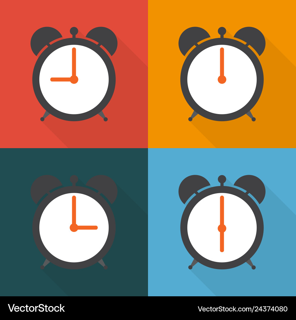 Set alarm clocks with different time from morning Set alarm clocks with different time from morning vector image