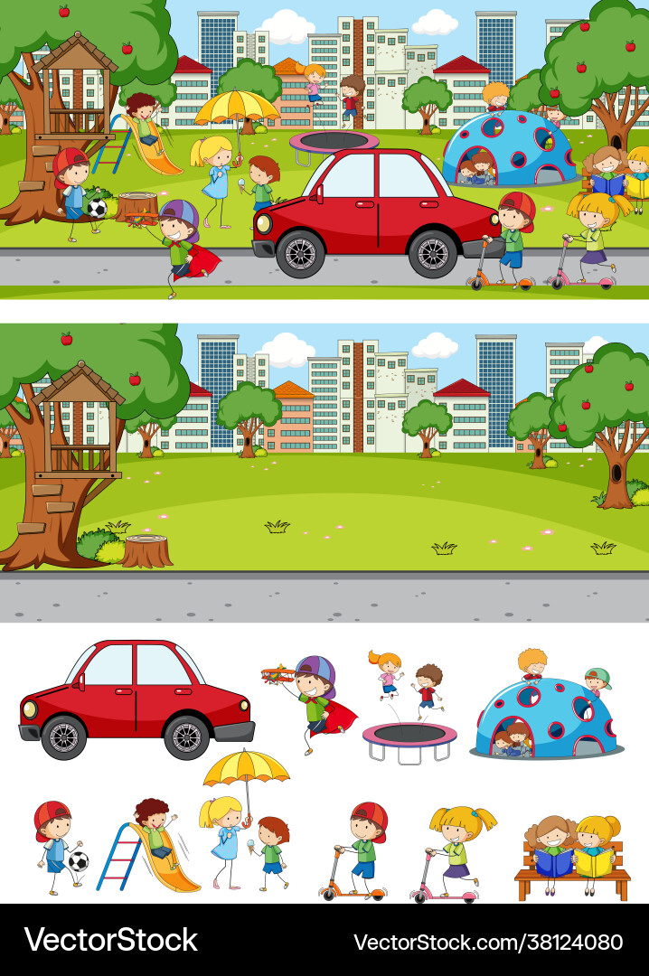 Set different horizontal scenes background Vector Image
