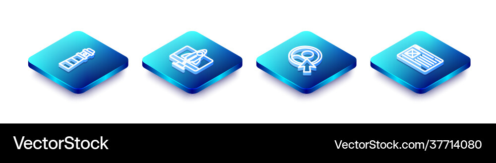 Set isometric line lighthouse startup project Vector Image
