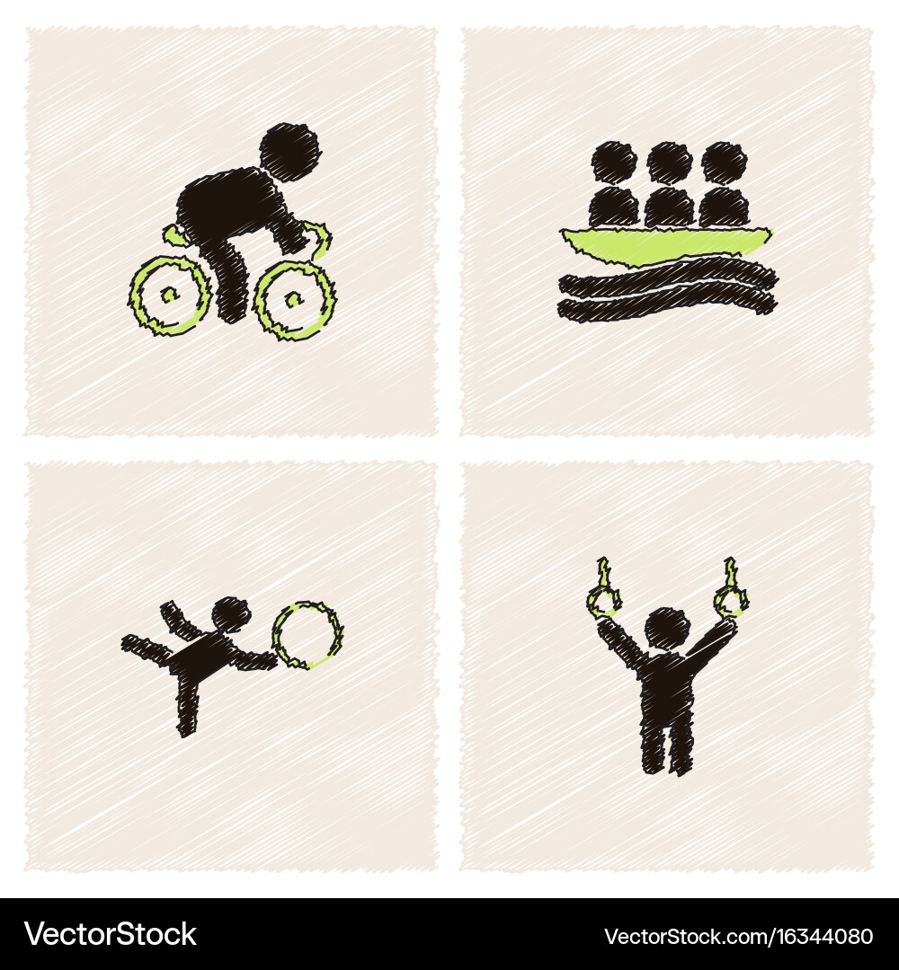 Set of olympic game design in hatching style Vector Image