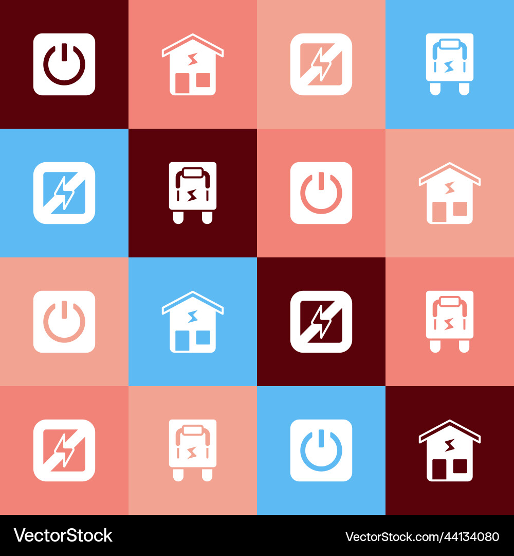 Set pop art power button smart home no lightning Set pop art power button smart home no lightning Vector Image
