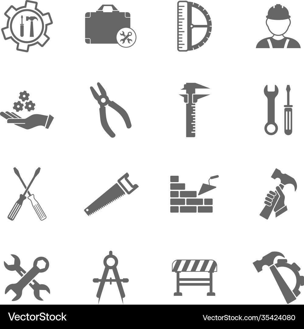 Set technical icon engineering simple Set technical icon engineering simple Vector Image