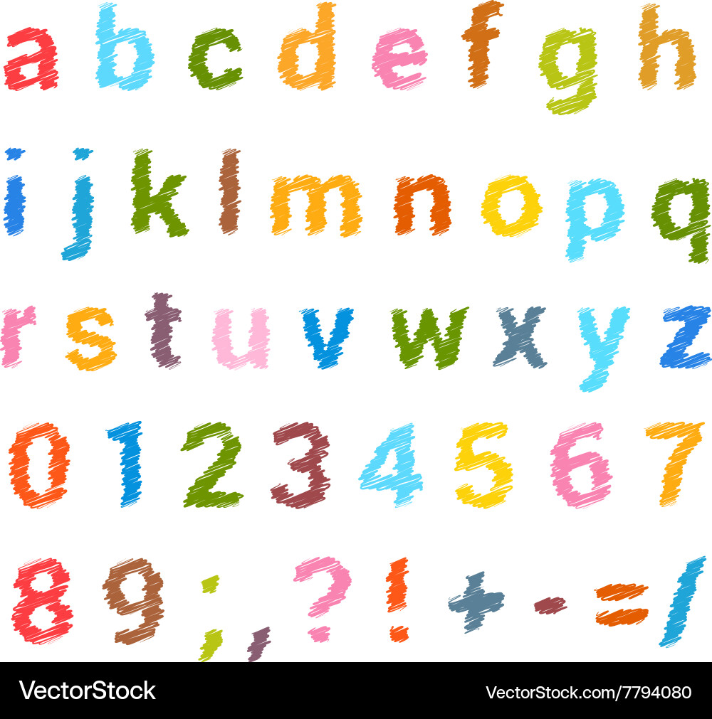 Sketched alphabet set Vector Image