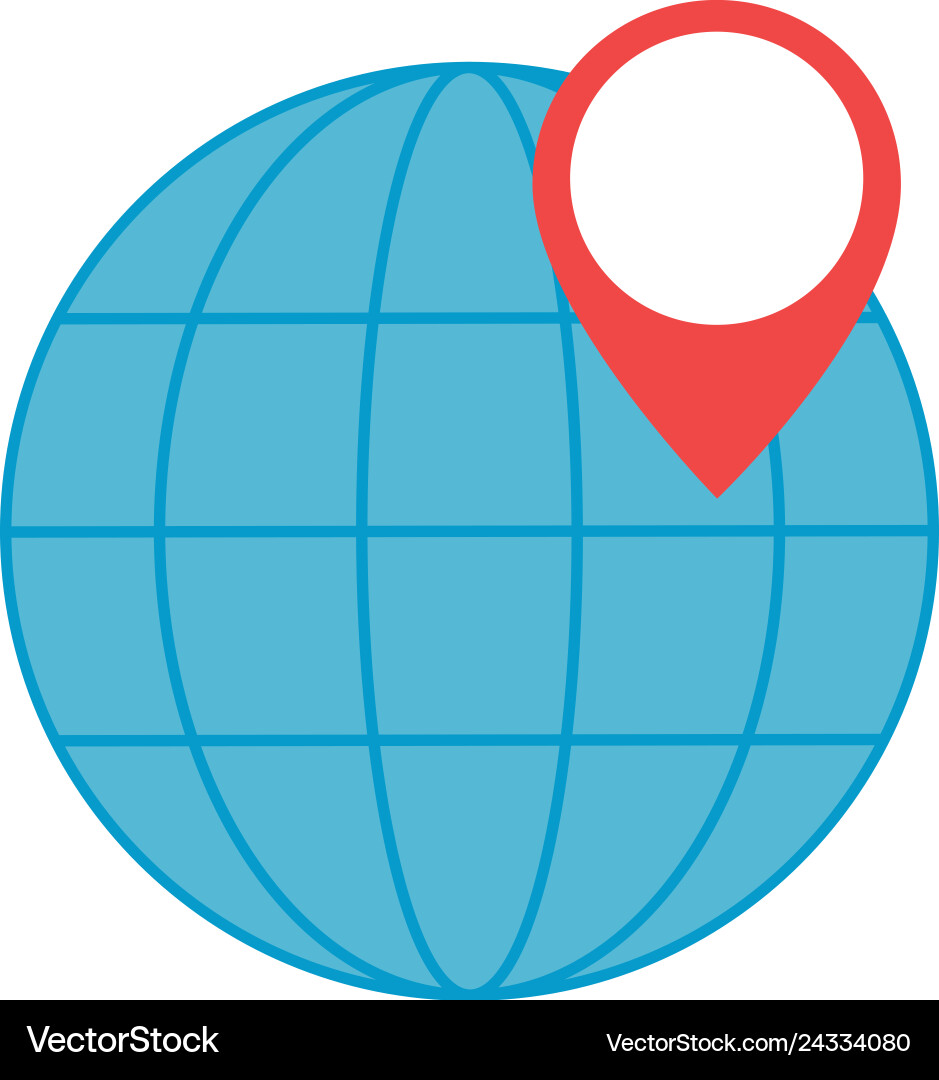 Sphere planet with pin location Vector Image