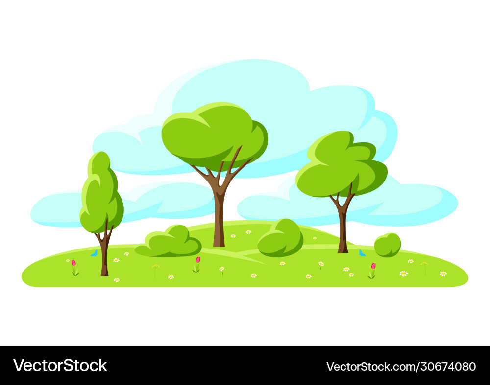 Spring or summer background with stylized trees Spring or summer background with stylized trees vector image