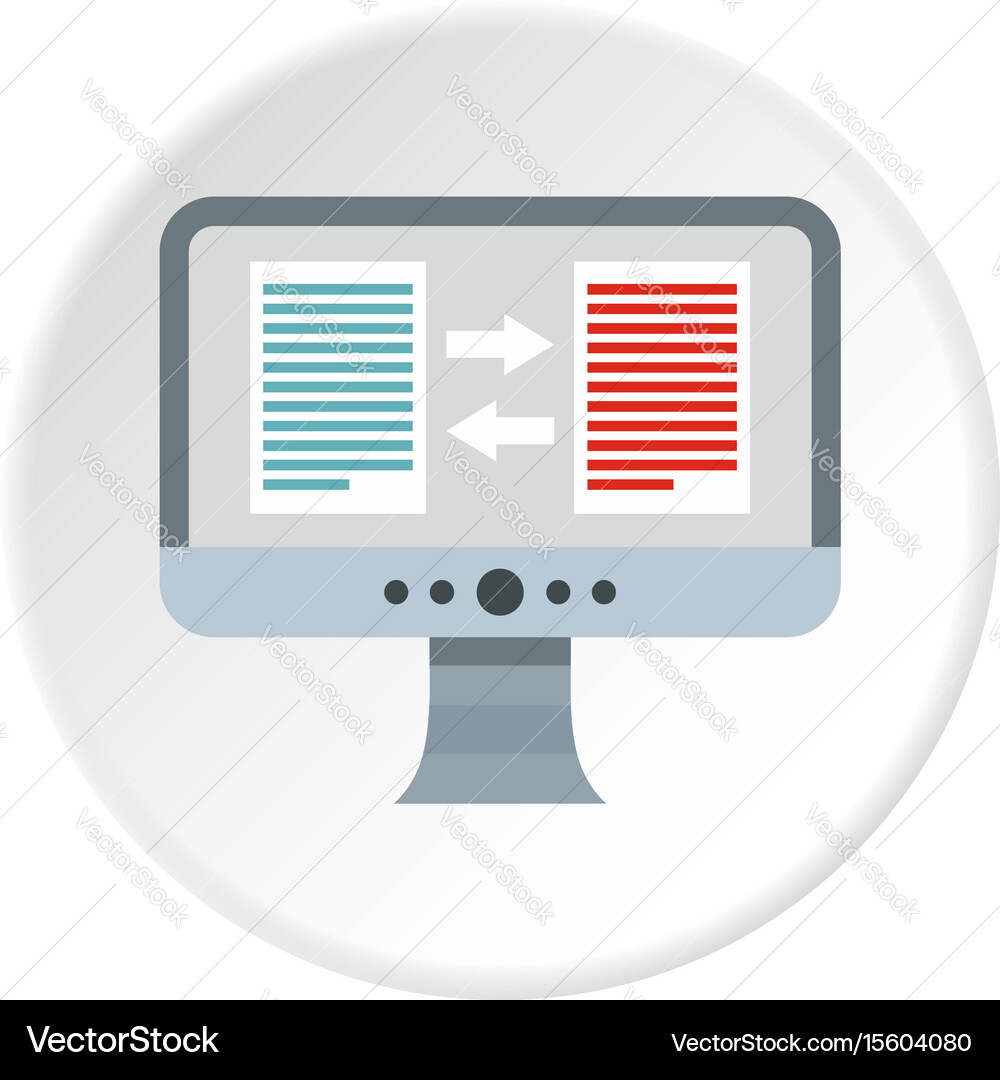 Translation of text on computer icon circle vector image