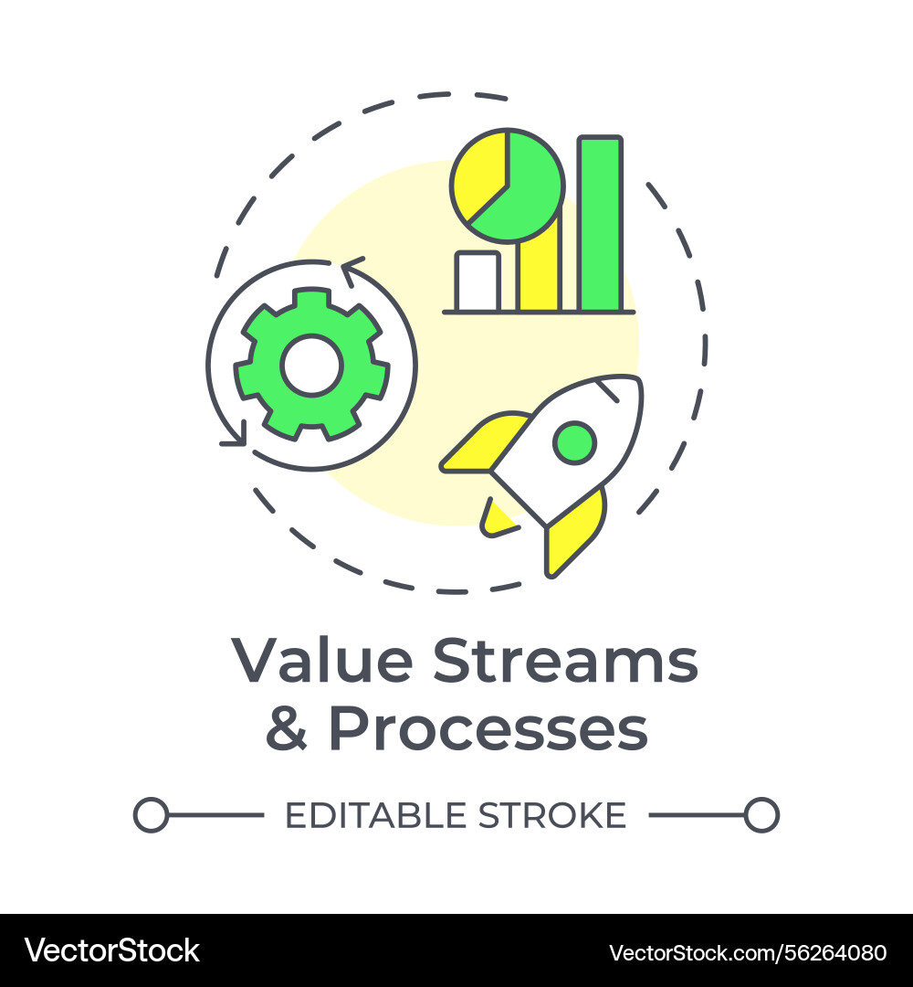 Value streams and processes multi color concept Value streams and processes multi color concept vector image