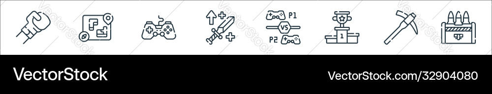 Videogame line icons linear set quality Videogame line icons linear set quality vector image