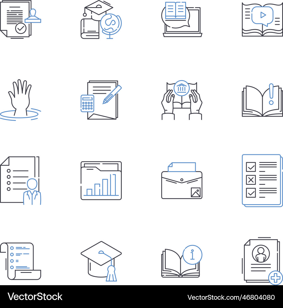 Virtual classes line icons collection digital Virtual classes line icons collection digital Vector Image