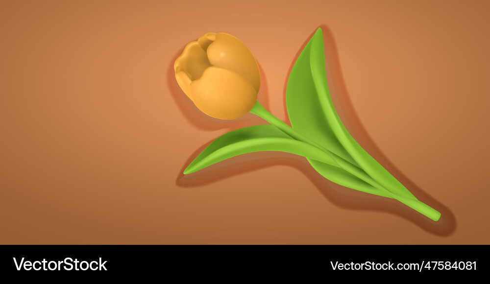3d cute colorful spring flower tulip in cartoon 3d cute colorful spring flower tulip in cartoon vector image