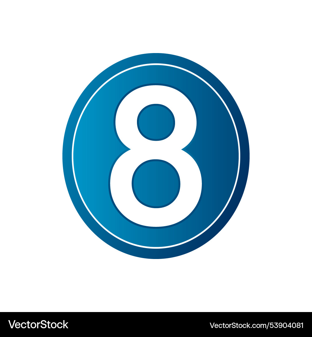 Button with number eight on white background Vector Image