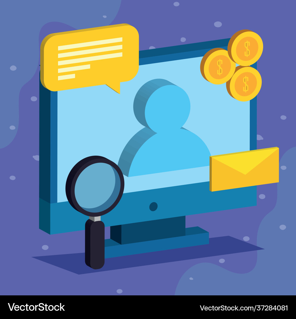 Computer with icons Vector Image