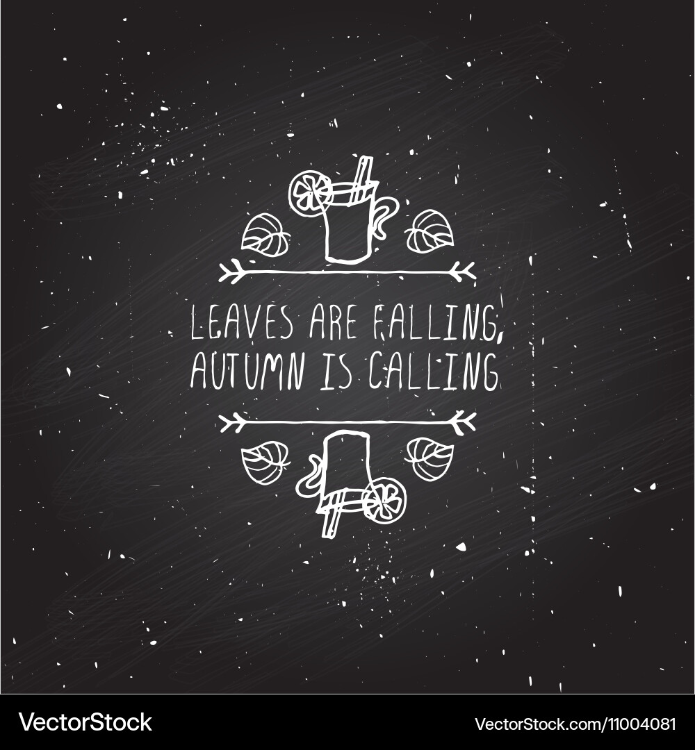 Handdrawn autumn element with text vector image
