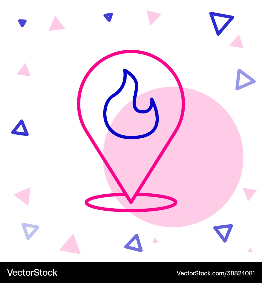 Line map pointer with fire flame icon isolated Line map pointer with fire flame icon isolated vector image
