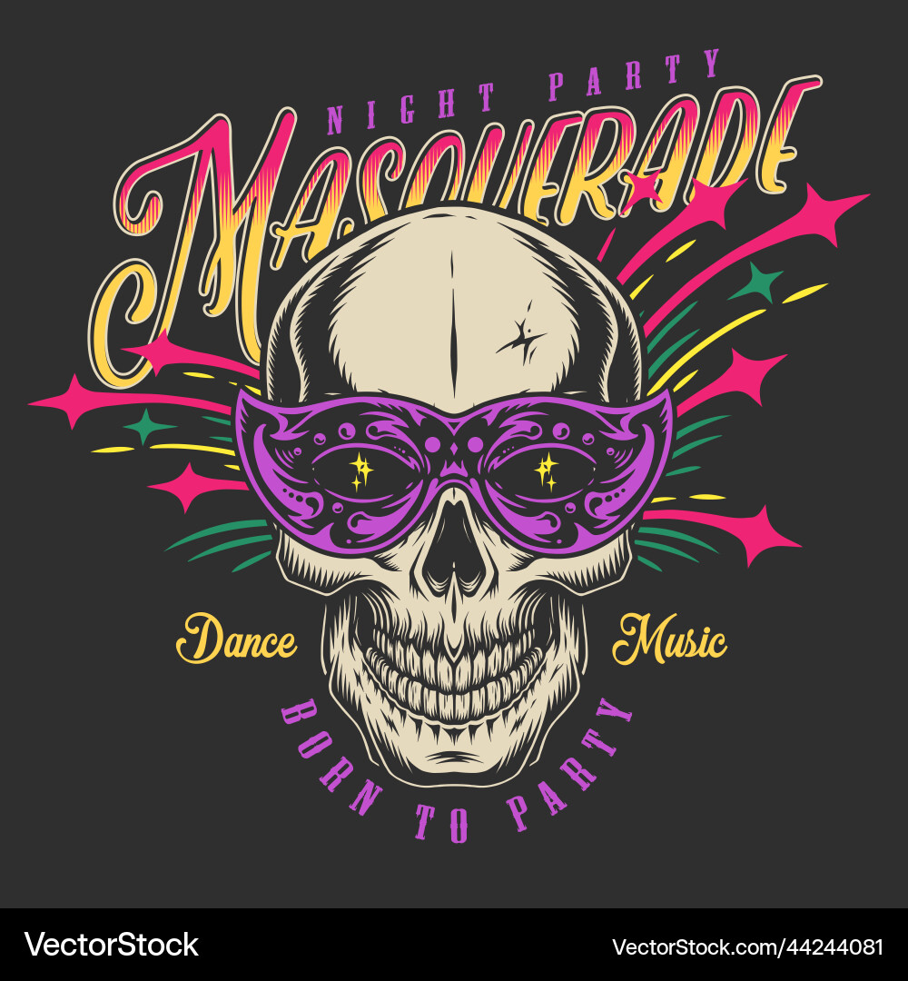 Masquerade Party Flyer - Vintage Vector Image