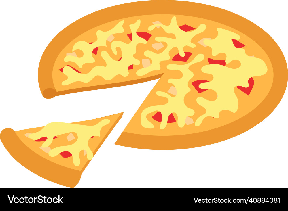 Pizza with slice composition Vector Image