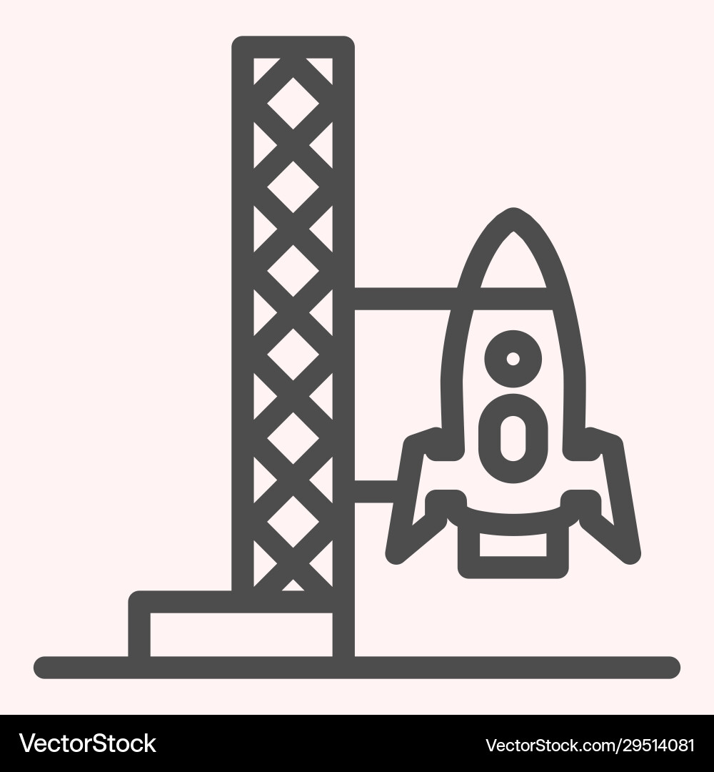 Rocket launch line icon spaceship with ladder Rocket launch line icon spaceship with ladder vector image