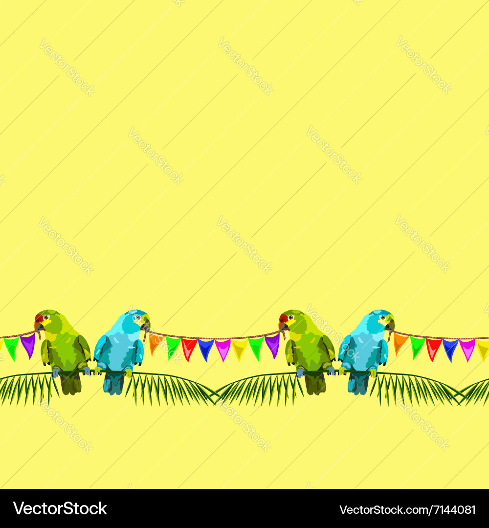 Seamless pattern of two parrots with flags vector image