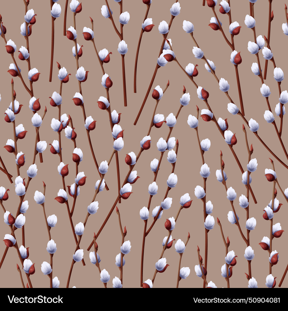 Seamless pattern with willow branches spring Seamless pattern with willow branches spring vector image