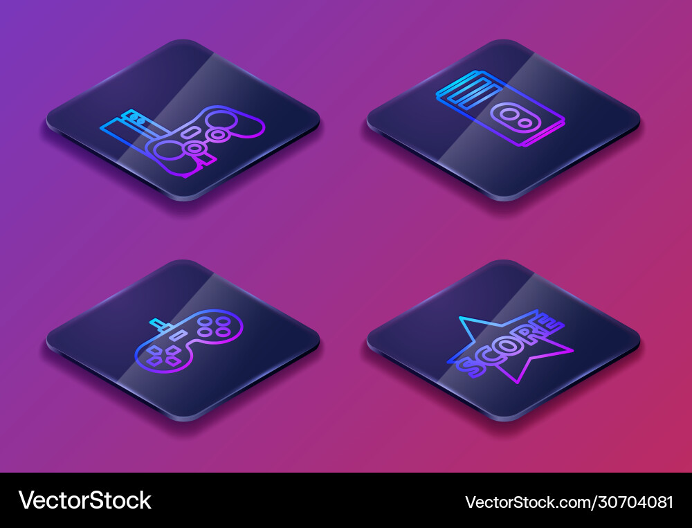 Set isometric line game console with joystick Set isometric line game console with joystick vector image