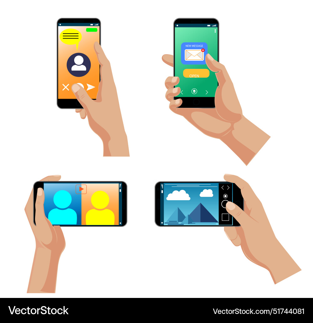 Smartphone usage eps Royalty Free Vector Image