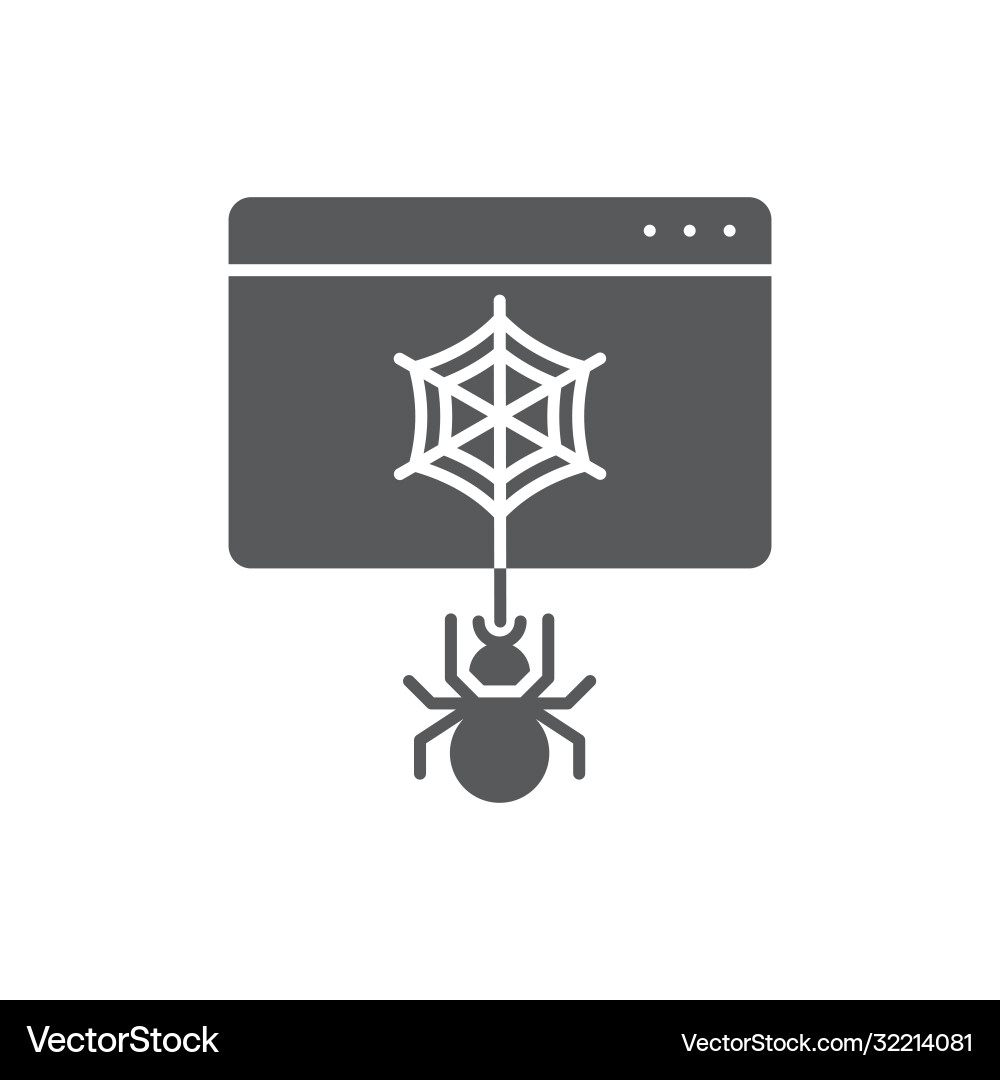 Spider on web icon symbol virus malware isolated Spider on web icon symbol virus malware isolated Vector Image