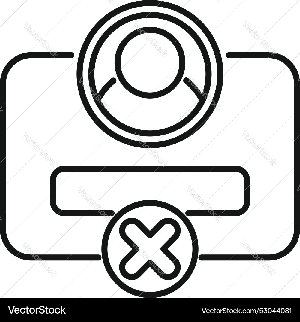 User account being deleted from server with cross User account being deleted from server with cross vector image