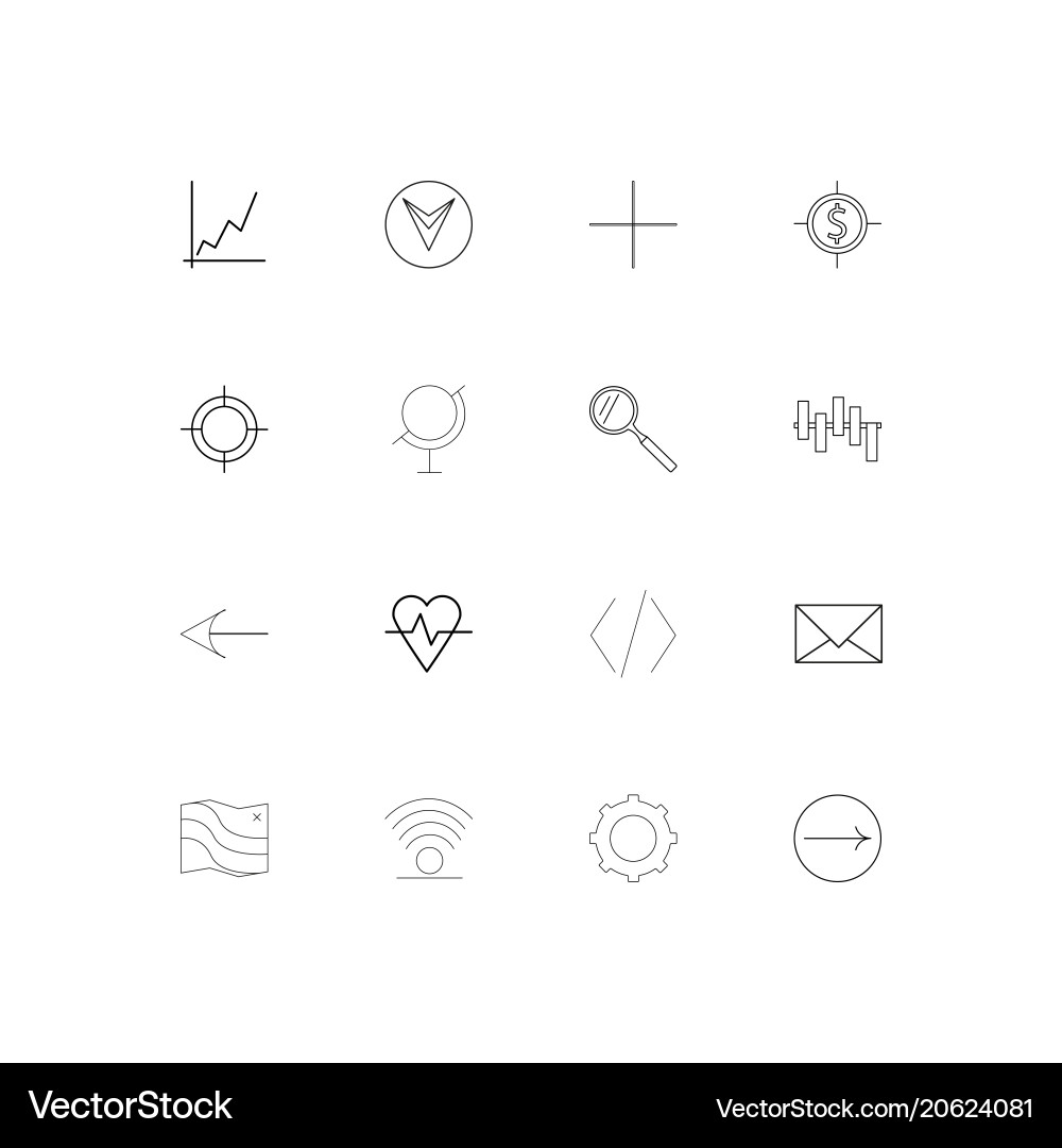 Web and text simple linear icons set outlined Vector Image