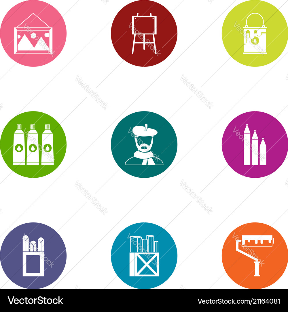 Working with color icons set flat style Working with color icons set flat style Vector Image