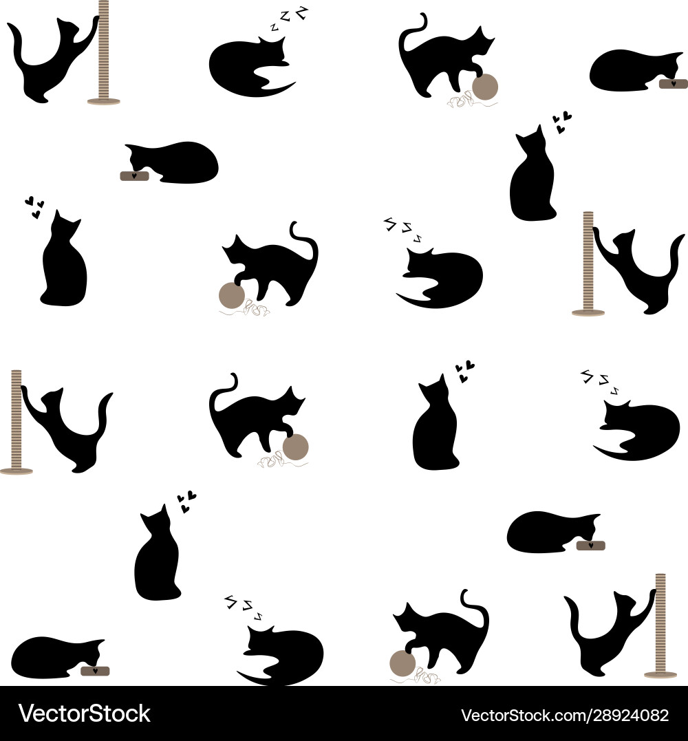 Black Cat Silhouettes Background Vector Image