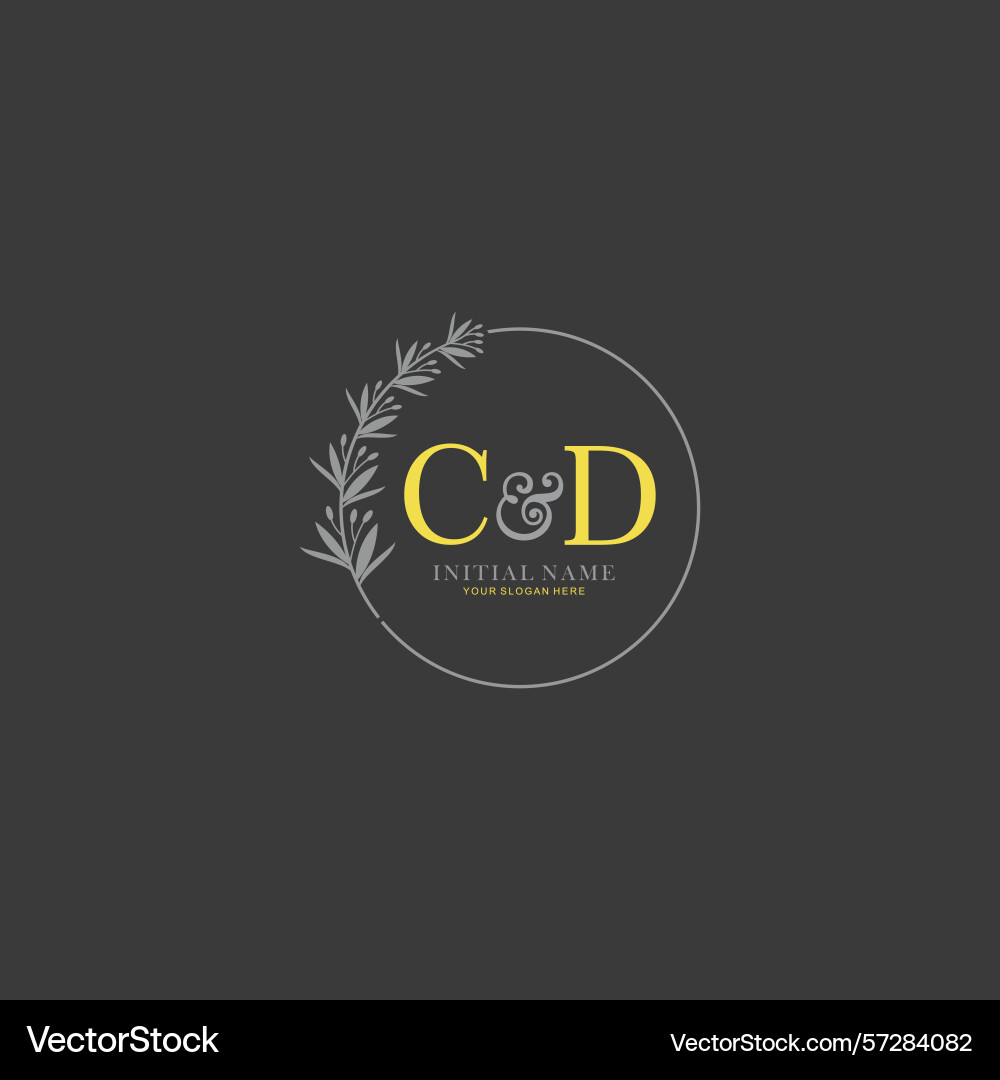 Cd initial logo templates with botanical elements Cd initial logo templates with botanical elements vector image
