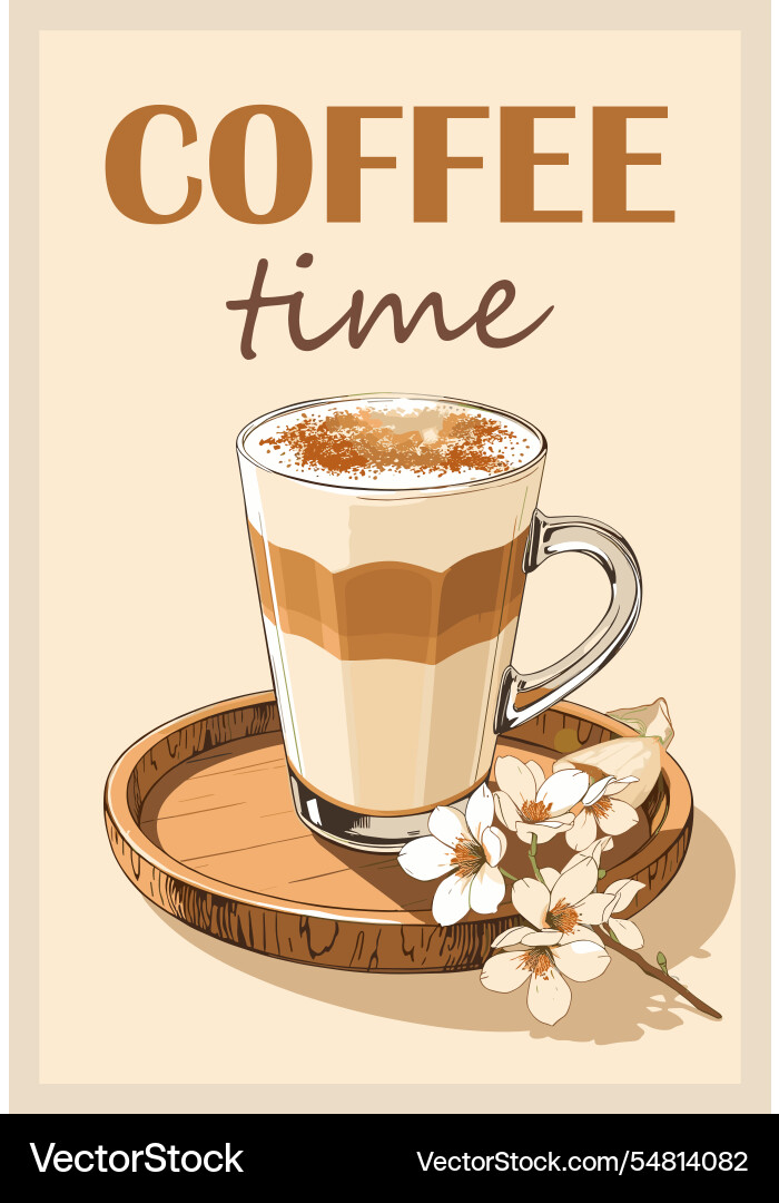Coffee poster design in retro mid century style Coffee poster design in retro mid century style vector image
