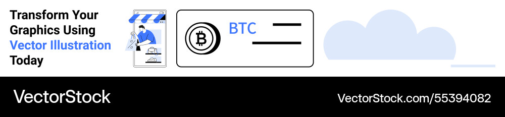 Digital wallet transaction with bitcoin and cloud vector image