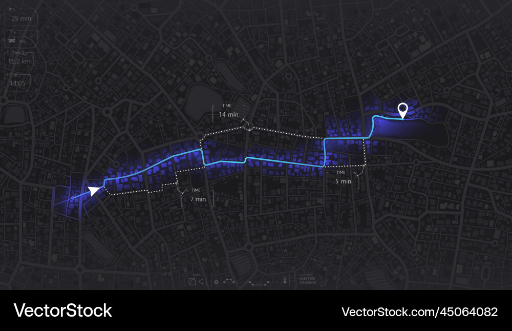 Gps map navigation to own house view from above Gps map navigation to own house view from above vector image
