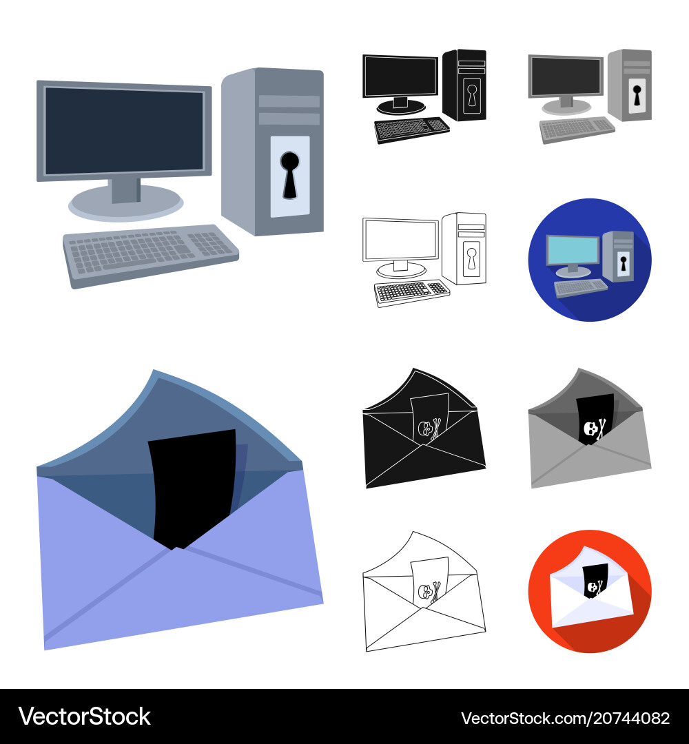 Hacker and hacking cartoonblackflatmonochrome vector image