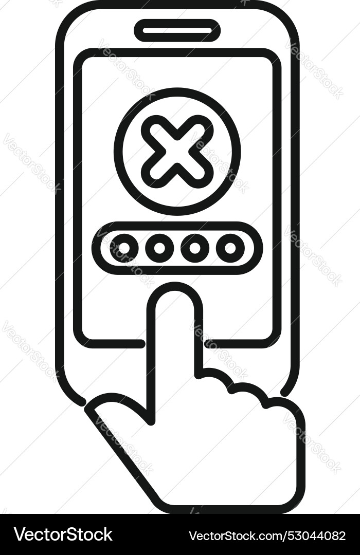 Hand is using a smartphone and entering wrong Hand is using a smartphone and entering wrong vector image