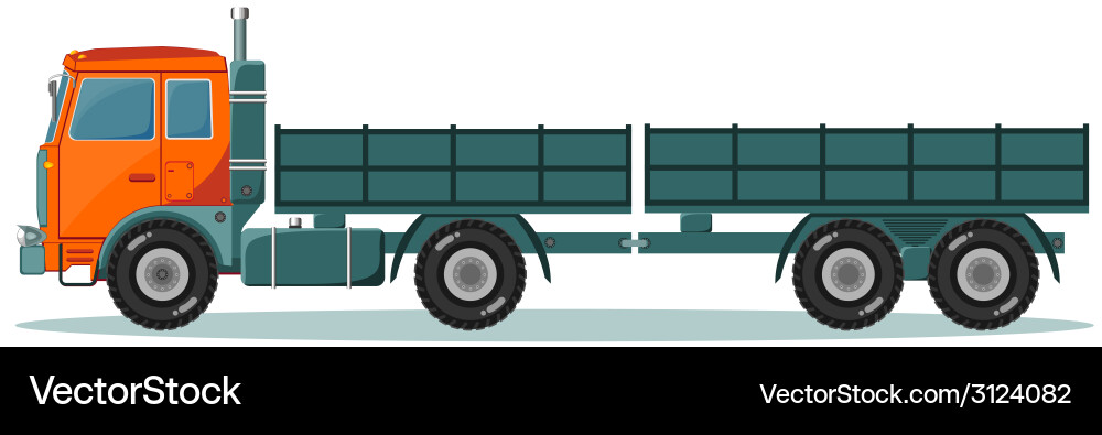 Machine with two empty trailers Vector Image