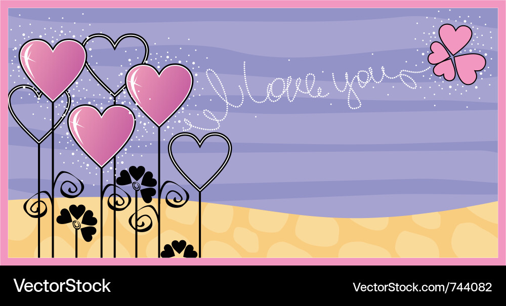 Romantic Hearts & Floral Pattern Vector Image