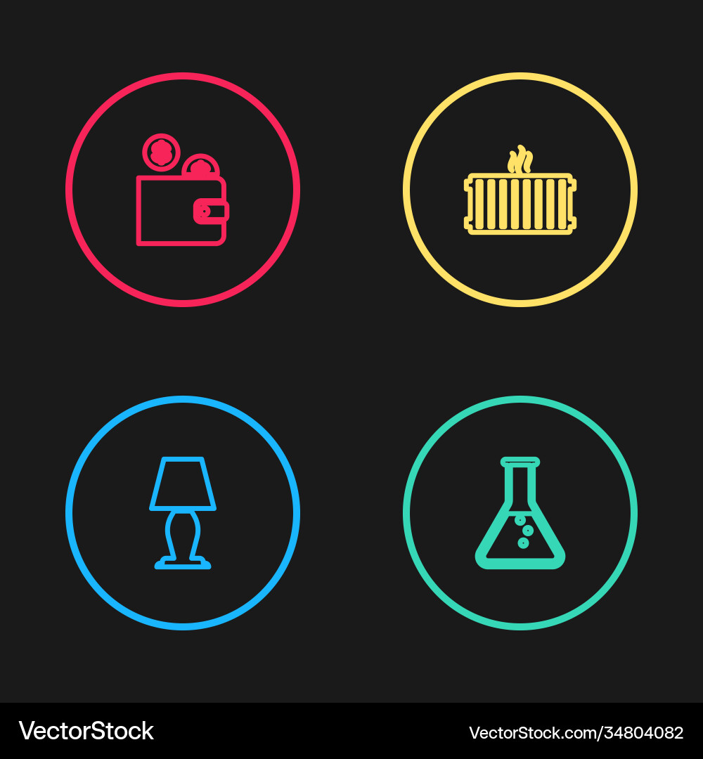 Set line table lamp test tube and flask heating Set line table lamp test tube and flask heating vector image