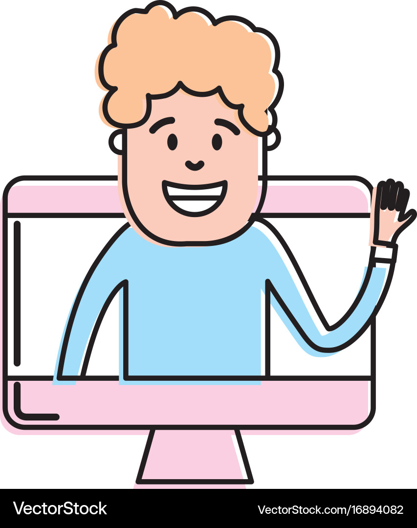 Technology computer with man inside Vector Image
