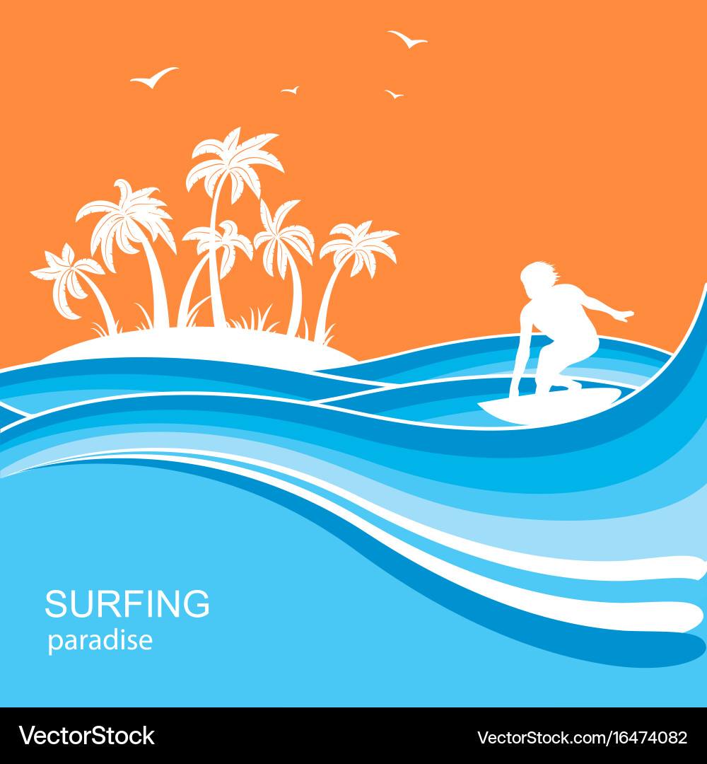 Tropical Surfer Waves Vector Image