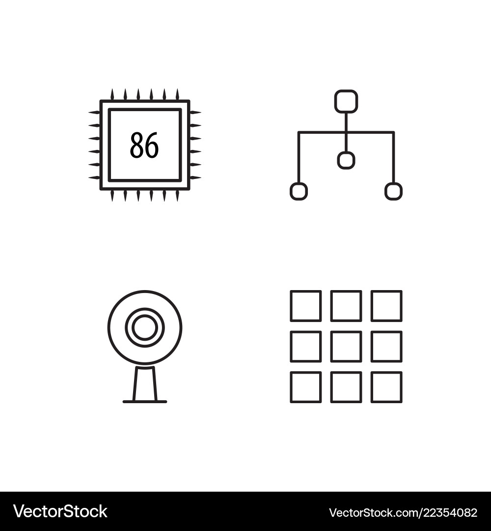 Web simple outlined icons set vector image