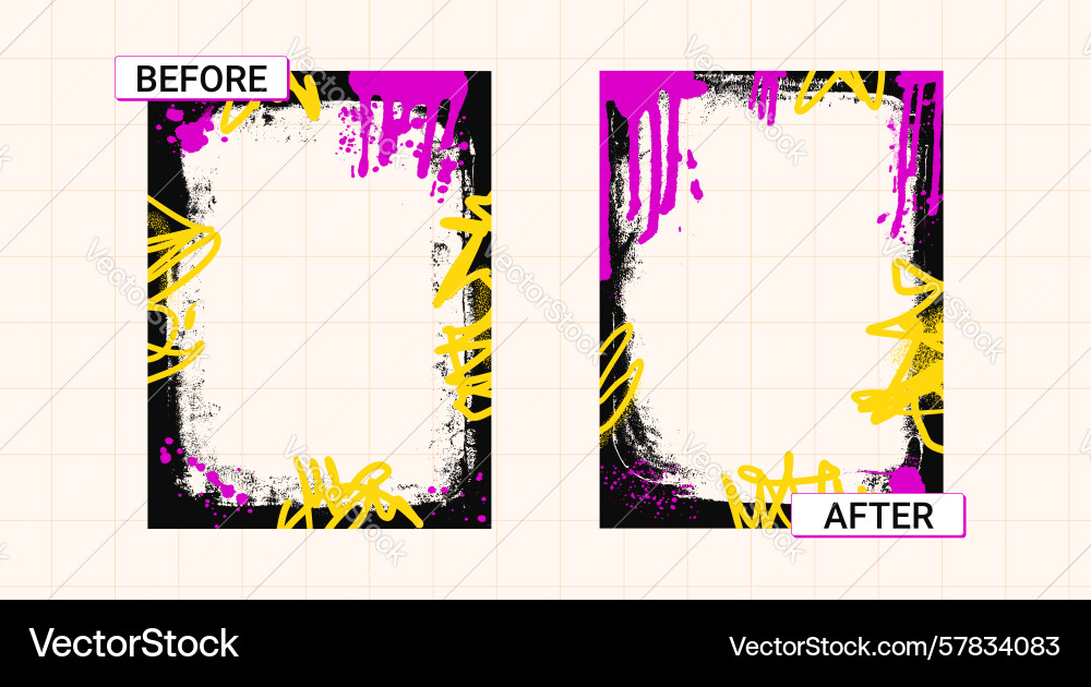 Before and after template graffiti frames Vector Image