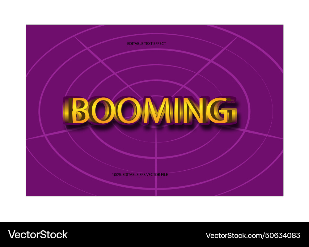 Booming editable text effect emboss gradient style Vector Image