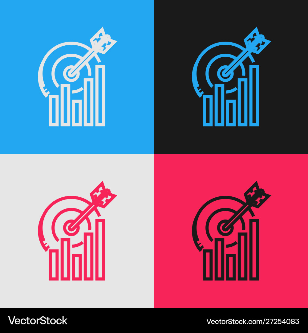 Color line target with graph chart icon isolated Color line target with graph chart icon isolated vector image