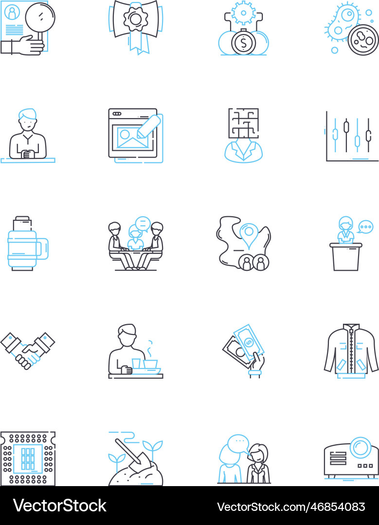 Computer devices linear icons set processor Computer devices linear icons set processor Vector Image
