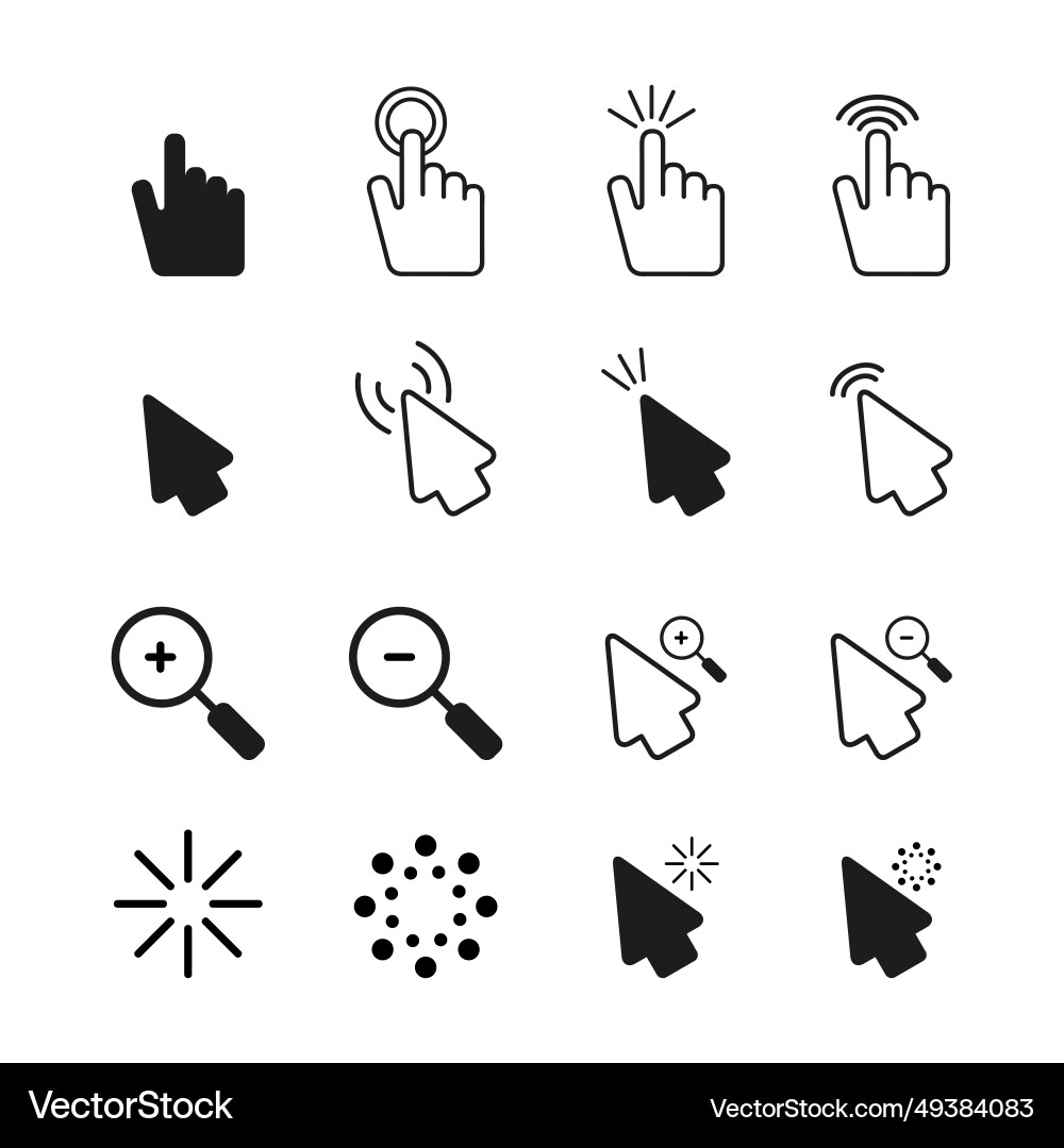 Design mouse cursor set isolated on white Design mouse cursor set isolated on white vector image